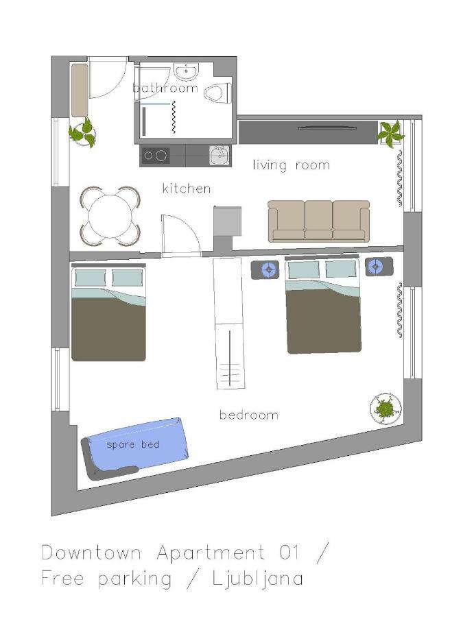 Downtown Apartment / Free Parking Любляна Экстерьер фото